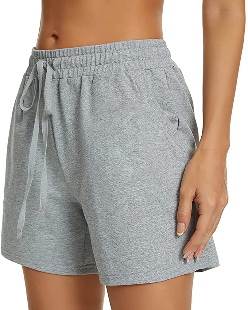 Tandisk Women'S 5" Casual Jersey Cotton Shorts Lounge Yoga Pajama Walking Shorts with Pockets Activewear Apparel & Accessories > Clothing > Shorts Kylie Max   