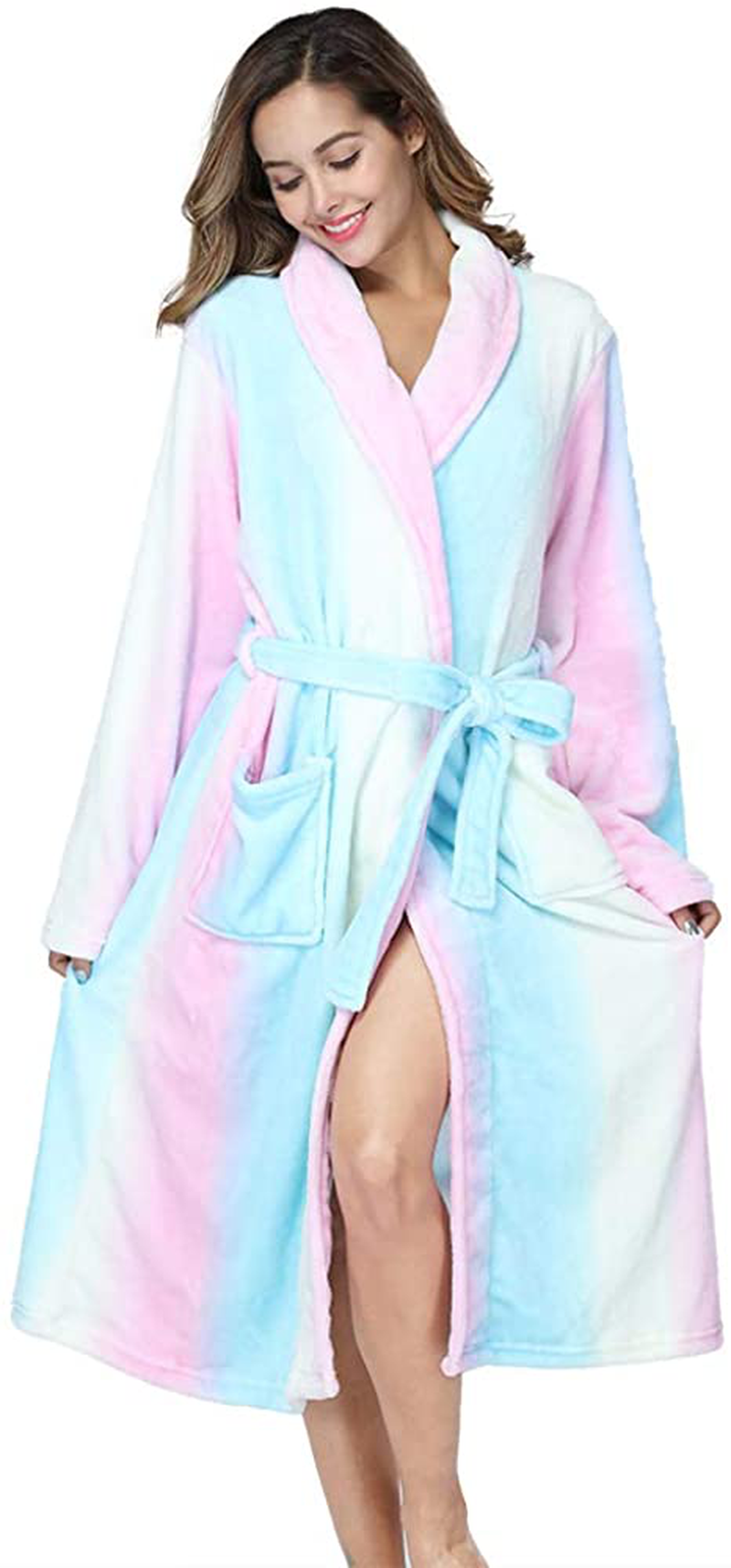 RONGTAI Womens Bathrobe Ladies Fleece Plush Warm Long Robes Apparel & Accessories > Clothing > Sleepwear & Loungewear > Robes Kylie Max   