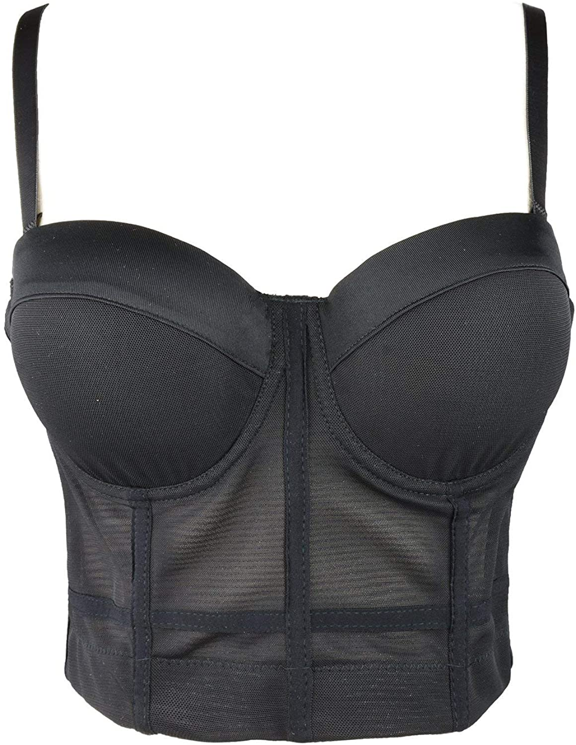 ELLACCI Women'S Mesh Bustier Crop Top Push up Corset Tops Bra Black Apparel & Accessories > Clothing > Underwear & Socks > Lingerie ELLACCI   