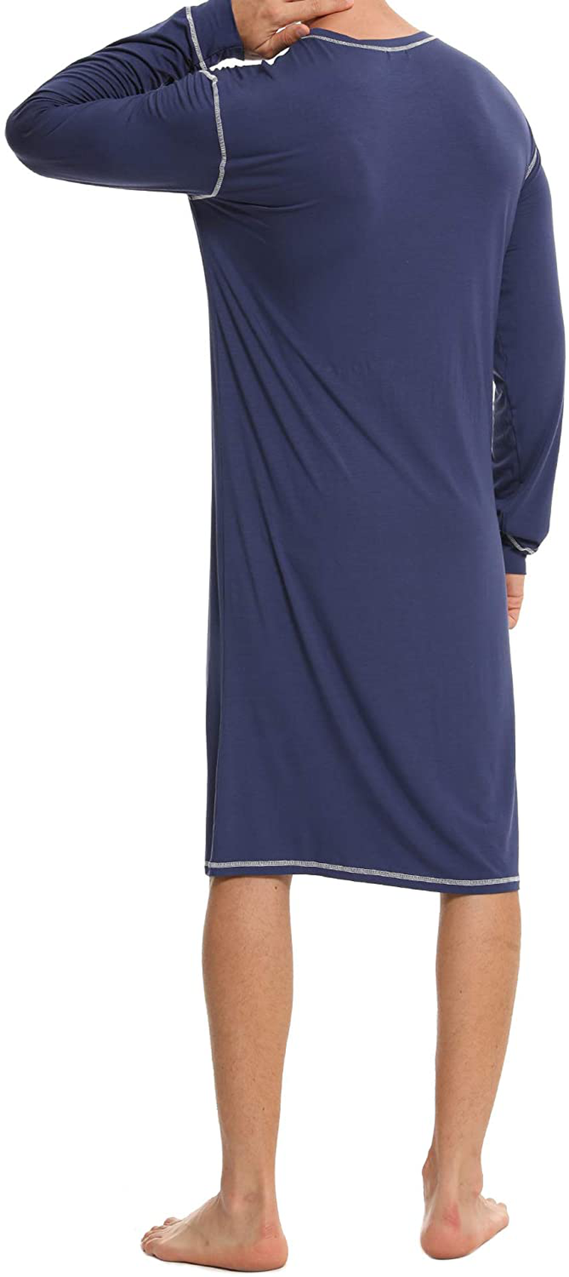 SWOMOG Men'S Nightshirt Long Sleeve Crewneck Modal Nightgown Loose Comfy Sleep Shirt Apparel & Accessories > Clothing > Sleepwear & Loungewear > Nightgowns Kylie Max   