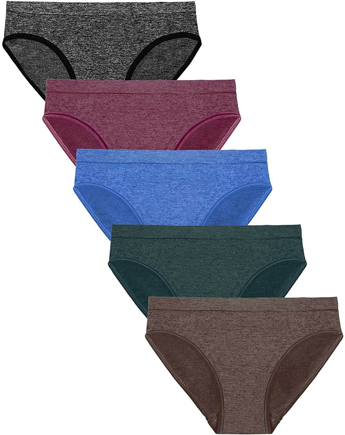 R RUXIA Women'S Hipster Panties Seamless Low-Rise Cheekini Panty Soft Stretch Bikini Underwear (Multi Colors,Pack of 5) …  R RUXIA Set-j016-1 Large 