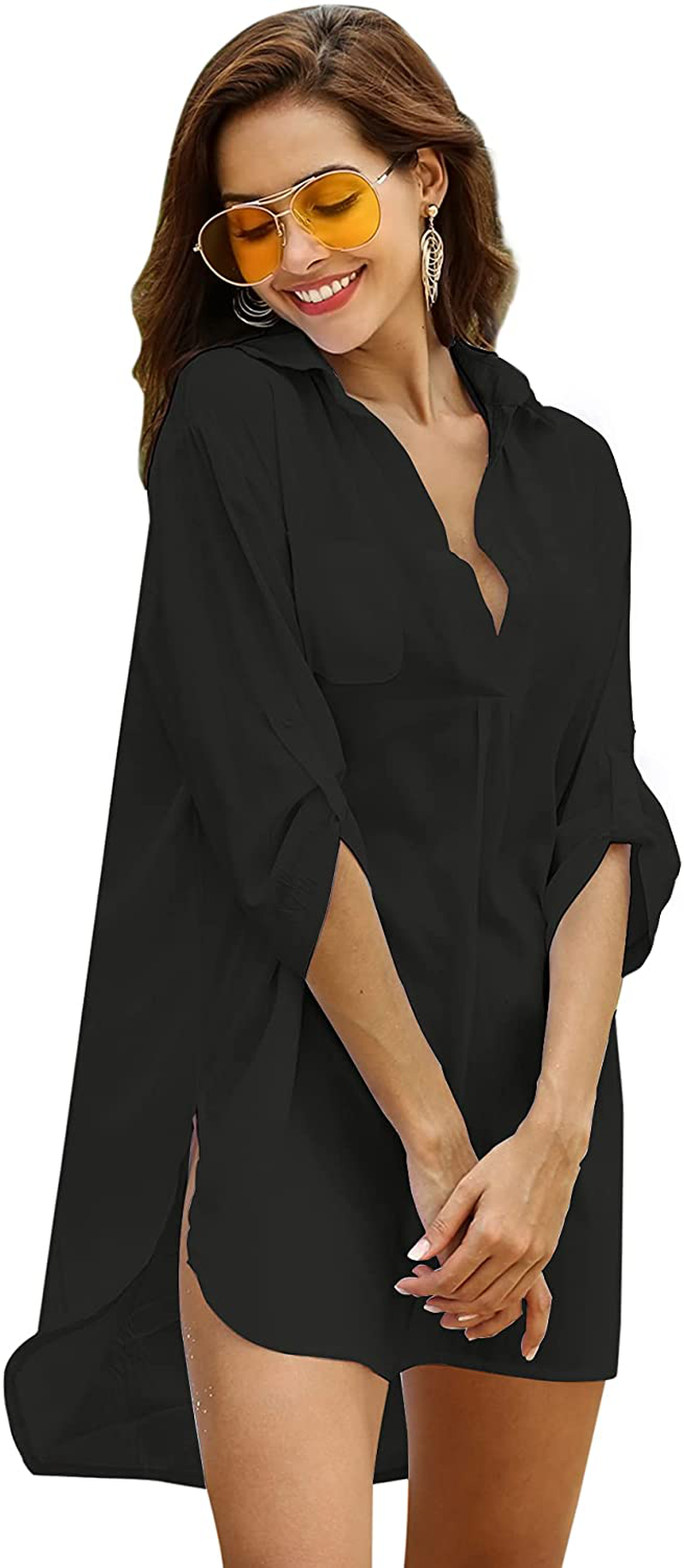 Ekouaer Women'S Swimsuit Beach Cover up Shirt Bikini Beachwear Bathing Suit Beach Dress Apparel & Accessories > Clothing > Swimwear Kylie Max   