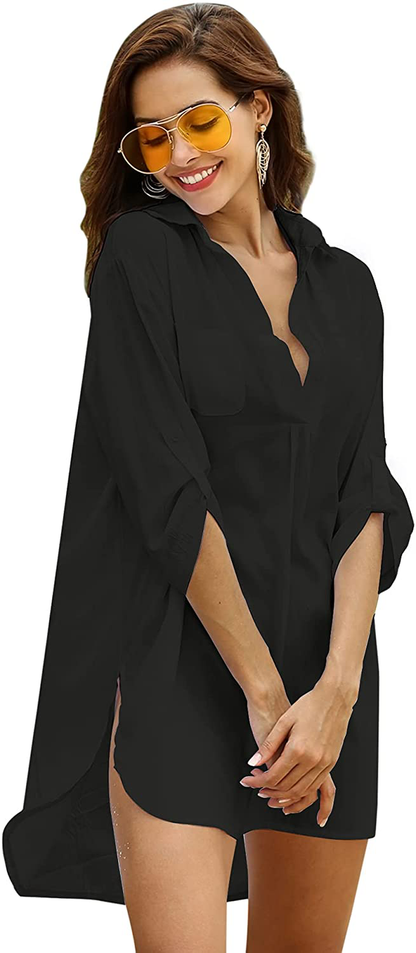 Ekouaer Women'S Swimsuit Beach Cover up Shirt Bikini Beachwear Bathing Suit Beach Dress Apparel & Accessories > Clothing > Swimwear Kylie Max   