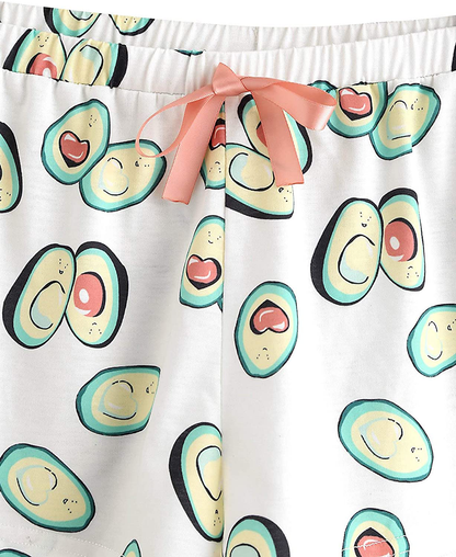 DIDK Women'S Cute Cartoon Print Tee and Shorts Pajama Set Apparel & Accessories > Clothing > Sleepwear & Loungewear > Pajamas Kylie Max   