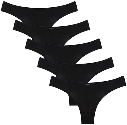 Nightaste Women'S 5-Pack Soft Cotton Tanga Panties Breathable Sport Half Back Coverage Bikini Thong Underwear Apparel & Accessories > Clothing > Underwear & Socks > Underwear Nightaste 5 Blacks Medium 