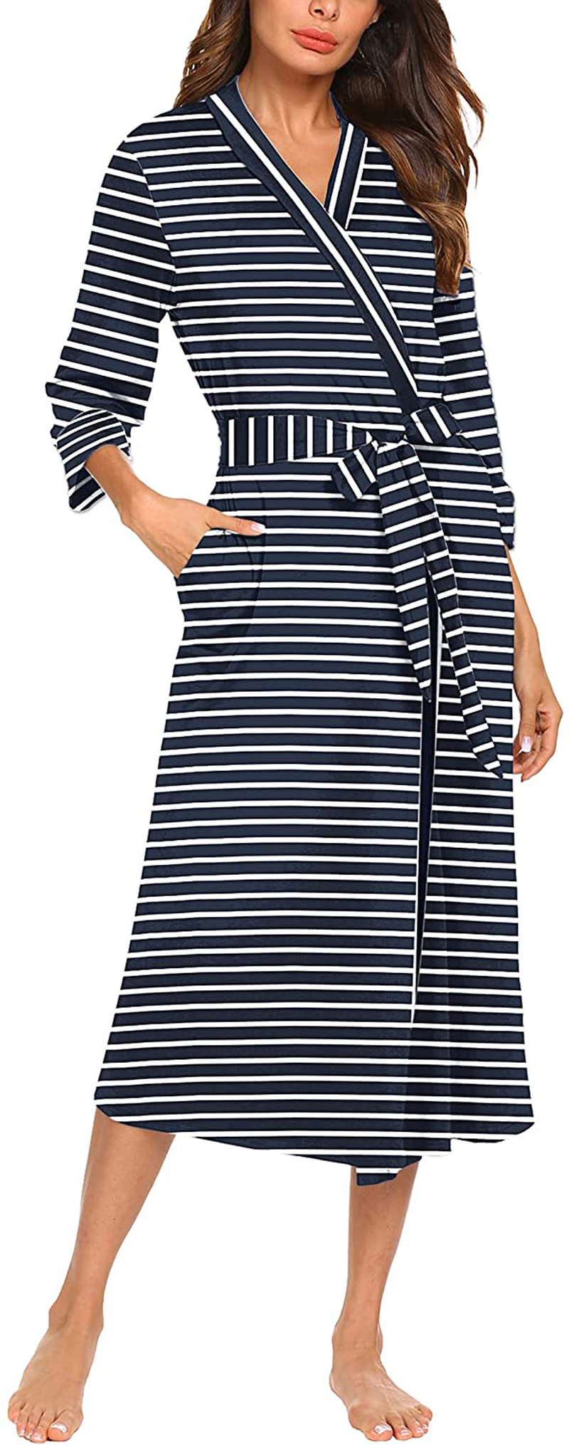 MAXMODA Women Kimono Robes Long Knit Bathrobe Soft Robe Casual Ladies Loungewear S-3XL Apparel & Accessories > Clothing > Sleepwear & Loungewear > Robes MAXMODA   
