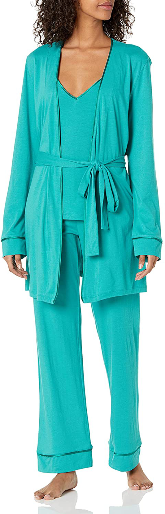 Cosabella Women'S Bella Curvy Racerback Cami Robe & Pant Pajama Set, Deep Ruby/Deep Ruby, Petite Apparel & Accessories > Clothing > Sleepwear & Loungewear Kylie Max   