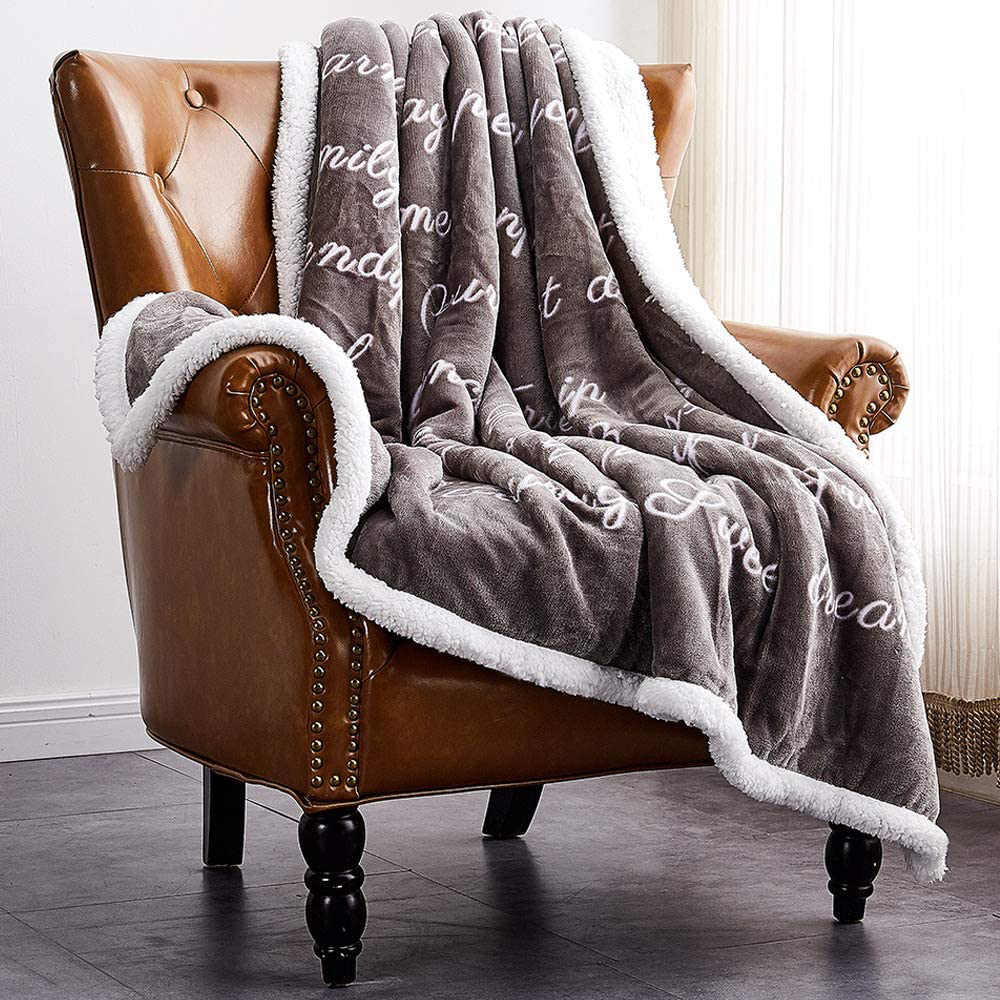 RHF Sherpa Blanket w/Words of Warm Hug, Family, Friendship, Positive Energy Healing Thoughts, Super Soft, Birthday Gifts for Women Men, Gift for Women, Womens Gifts, Mom Birthday Gifts(Throw, Violet) Arts & Entertainment > Party & Celebration > Gift Giving Rose Home Fashion Grey Twin(60"x80") 