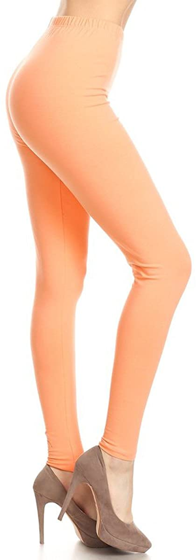 Leggings Depot Cotton Women'S Premium Quality Ultra Soft Solid Leggings Apparel & Accessories > Clothing > Underwear & Socks > Shapewear LEGGINGS DEPOT Cotton-peach 2X 