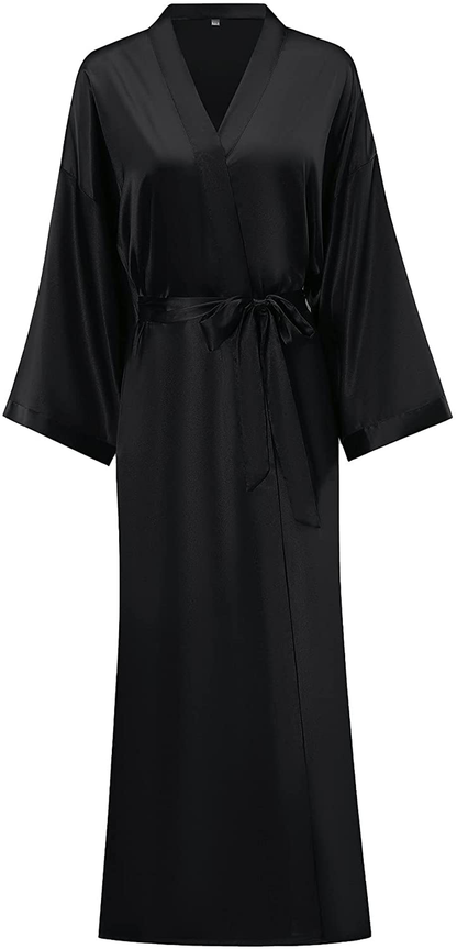Women'S Long Silk Robes Lightweight Long Satin Robes Full Length Sleepwear Dressing Gown Apparel & Accessories > Clothing > Sleepwear & Loungewear > Robes MizzGenio   