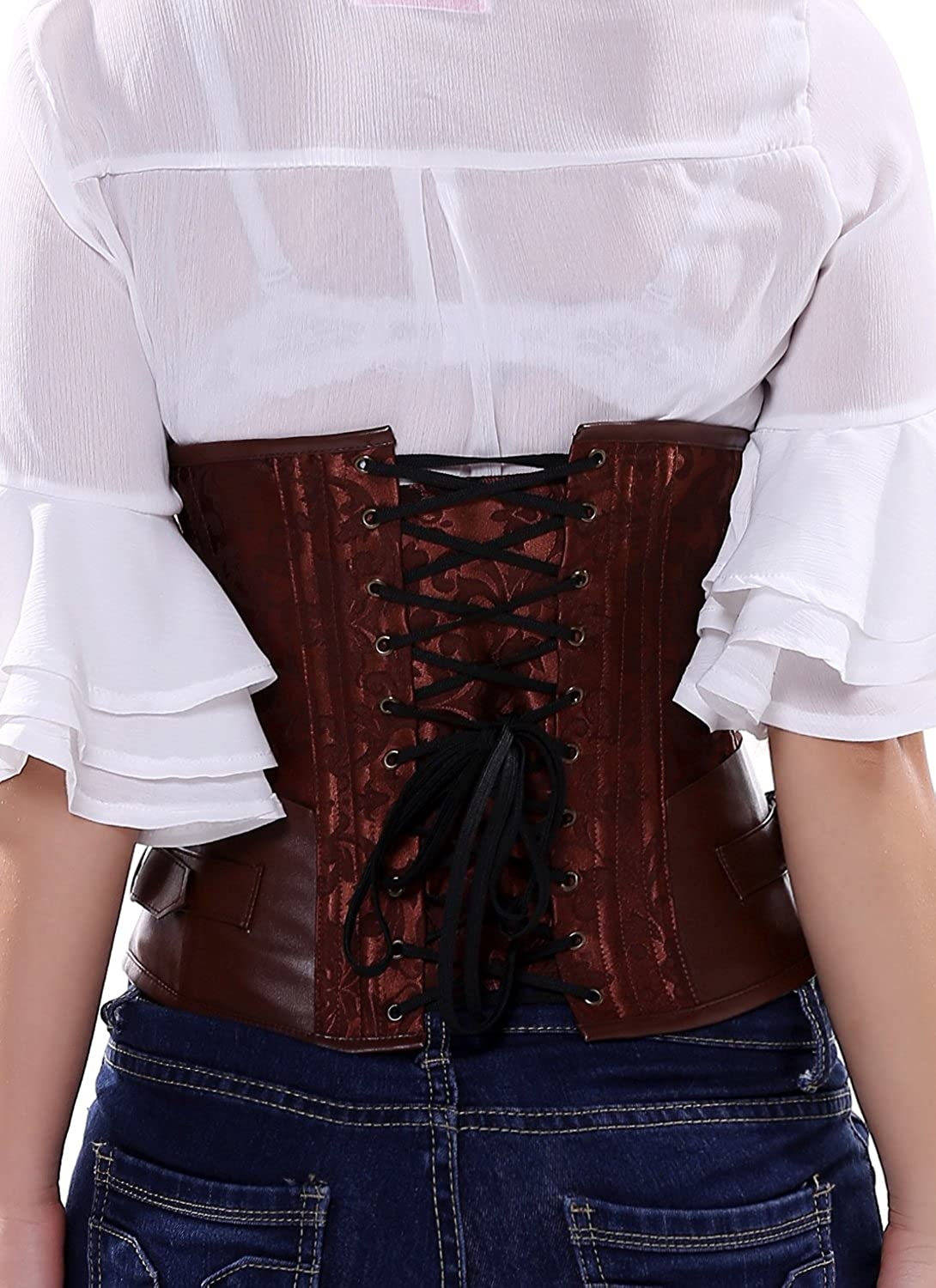 Blidece Women'S Fashion PU Leather Halter Shoulder Straps Underbust Corset Top Apparel & Accessories > Clothing > Underwear & Socks > Lingerie Blidece   