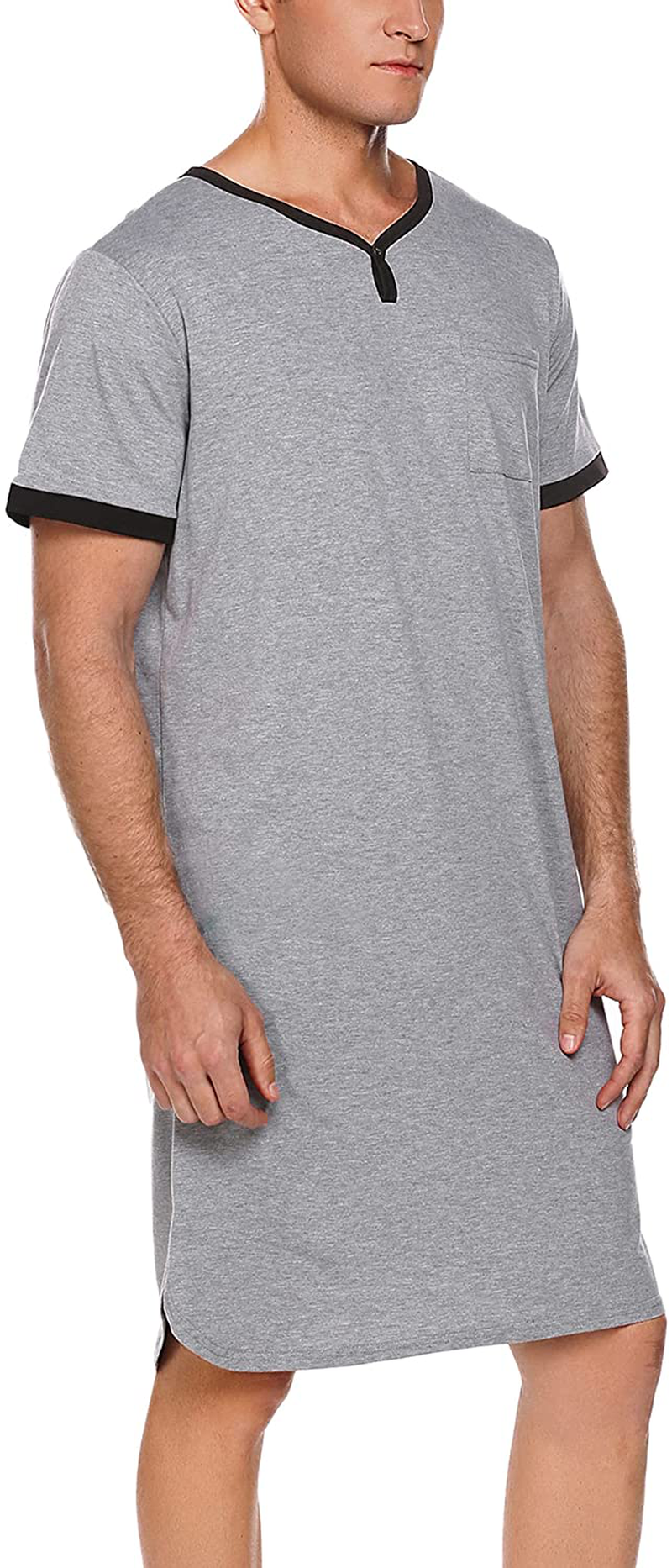 Ekouaer Men'S Nightshirt Nightwear Comfy Big&Tall Short Sleeve Henley Sleep Shirt Apparel & Accessories > Clothing > Sleepwear & Loungewear > Nightgowns Kylie Max   