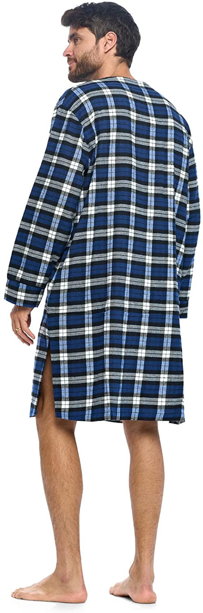 Ashford & Brooks Mens Flannel Plaid Long Sleep Shirt Henley Nightshirt Apparel & Accessories > Clothing > Sleepwear & Loungewear > Nightgowns Kylie Max   
