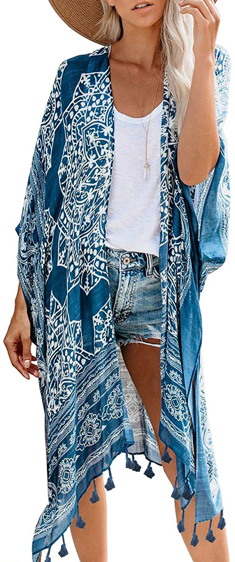 Dokotoo Womens 2022 Fashion Summer Print Kimono Casual Cardigans Loose Cover Ups Apparel & Accessories > Clothing > Swimwear Kylie Max   