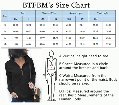 BTFBM Women Fashion Quilted Pattern Lightweight Zipper Long Sleeve Plain Casual Ladies Sweatshirts Pullovers Shirts Tops Apparel & Accessories > Clothing > Activewear Kylie Max   