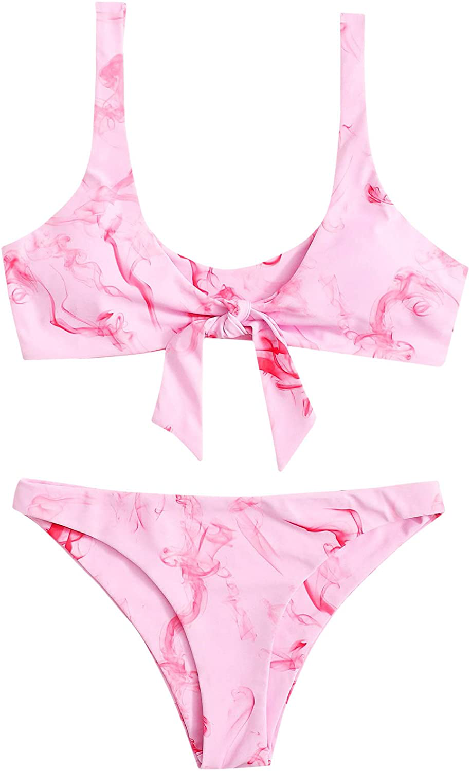 SweatyRocks Women's Sexy Bikini Swimsuit Tie Knot Front Leopard Print Swimwear Set Apparel & Accessories > Clothing > Swimwear SweatyRocks Tie Dye-purple Large 