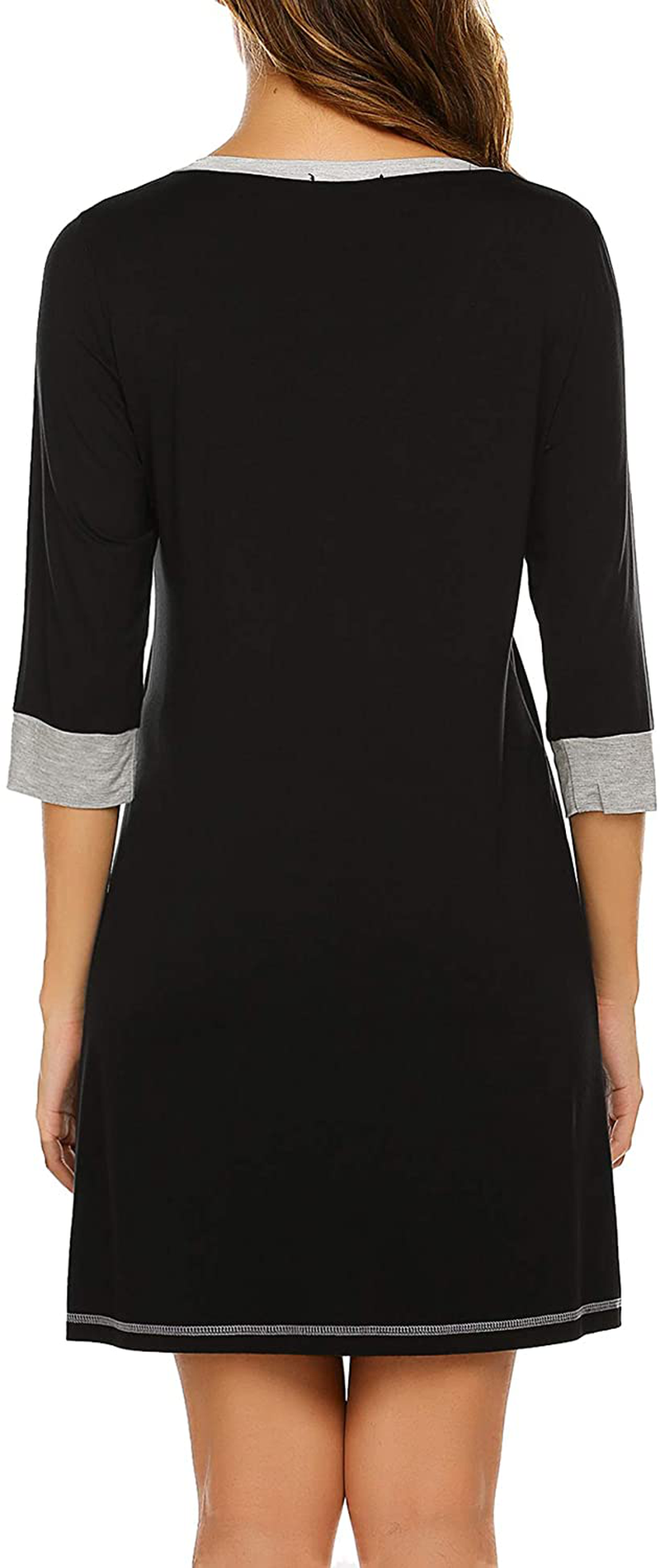 Ekouear Sleepshirts Womens Nightgowns Soft Sleepwear 3/4 Sleeve Night Shirts V Neck Sleep Dress Loose Nighties Apparel & Accessories > Clothing > Sleepwear & Loungewear > Nightgowns Kylie Max   