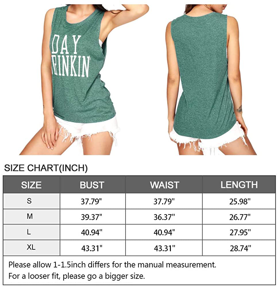 Bealatt Day Drinkin’ Casual Tank Tops Funny Letters Print Vest T-Shirt, Cute Drinking Shirt Tank for Women Apparel & Accessories > Clothing > Activewear Kylie Max   