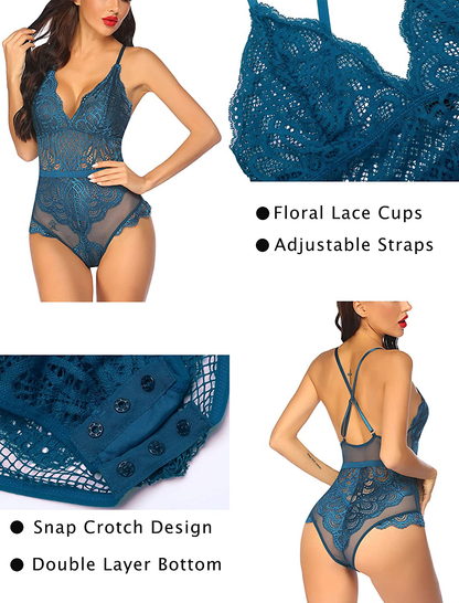 Avidlove Snap Crotch Lingerie Sexy Teddy Bodysuit One Piece Lace Babydoll Apparel & Accessories > Clothing > Underwear & Socks > Lingerie Avidlove   