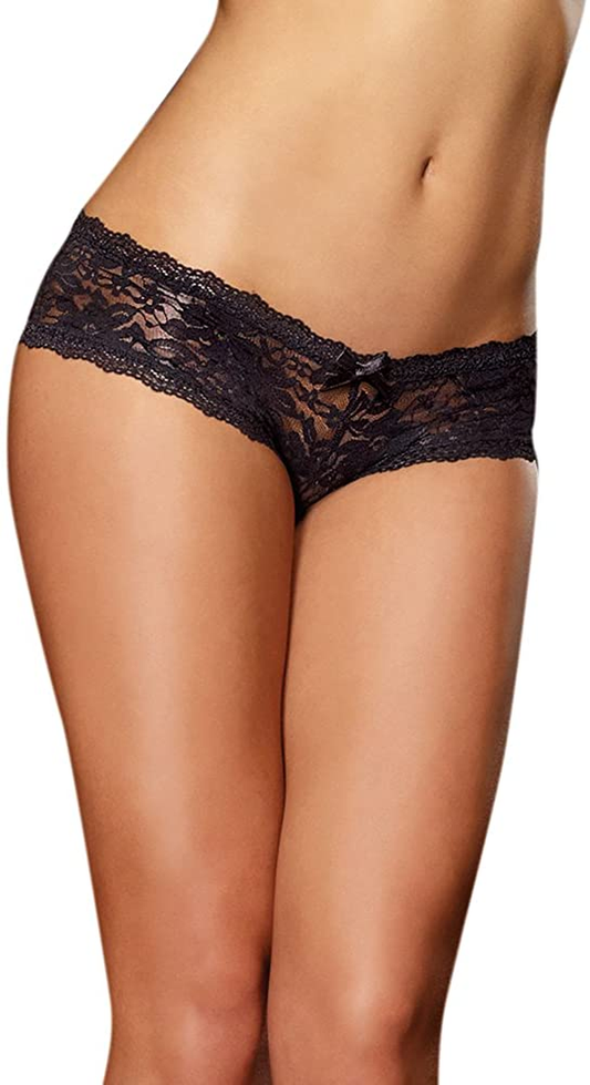 Dreamgirl Women'S Stretch Lace Cheeky Hipster Panty Apparel & Accessories > Clothing > Underwear & Socks > Underwear Dreamgirl Black Large-X-Large 