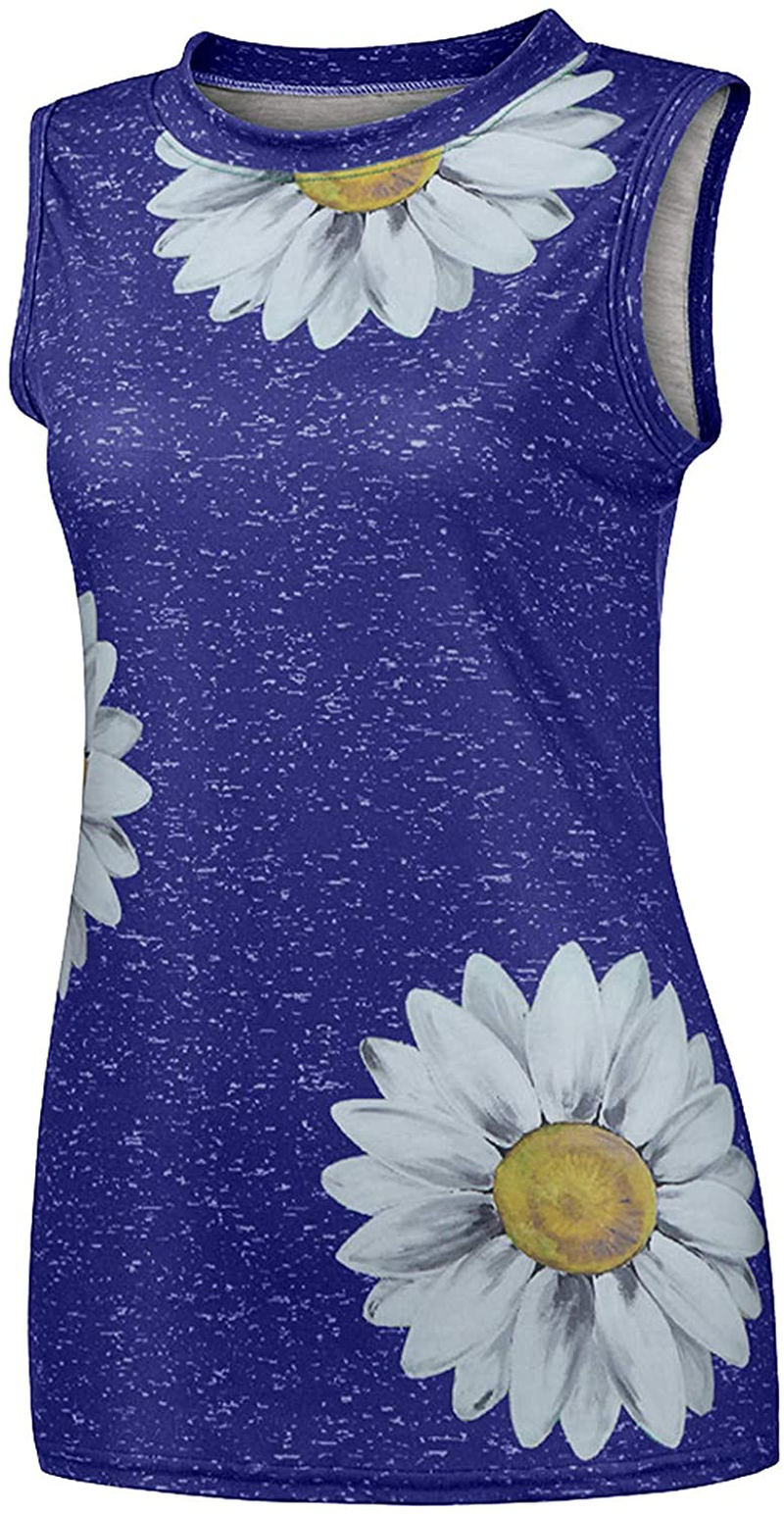 FABIURT Womens Tank Tops, Women Cute Sunflower Printed Vest Tshirt Sleeveless Workout Tunic Loose Casual Summer Tank Top Apparel & Accessories > Clothing > Activewear Kylie Max   