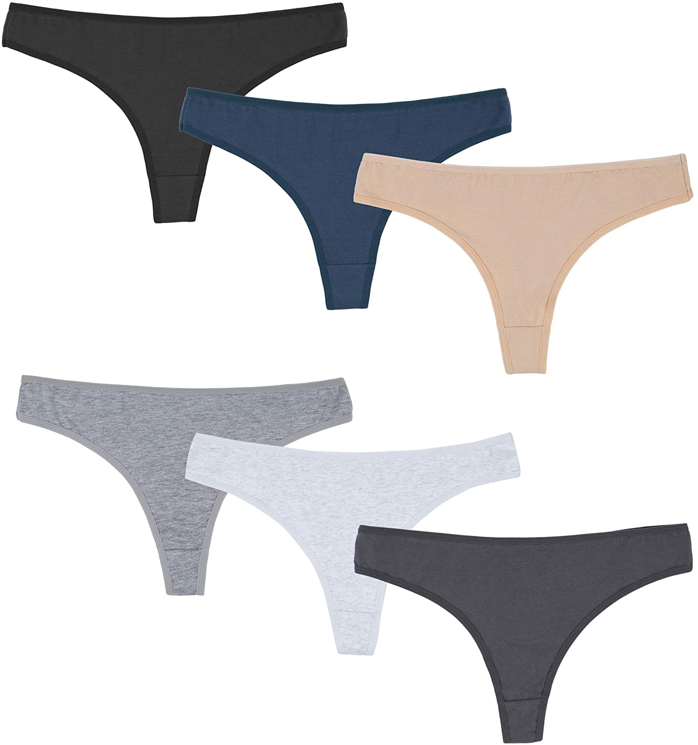 ELACUCOS 6 Pack Women's Thongs Cotton Breathable Panties Bikini Underwear Apparel & Accessories > Clothing > Underwear & Socks > Underwear ELACUCOS   