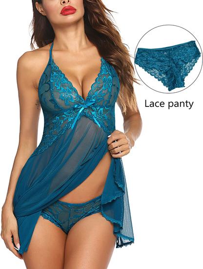 Avidlove Lingerie for Women Lace Babydoll Halter Chemise V Neck Nightgown Sexy Sleepwear Nightdress Apparel & Accessories > Clothing > Underwear & Socks > Lingerie Kylie Max   