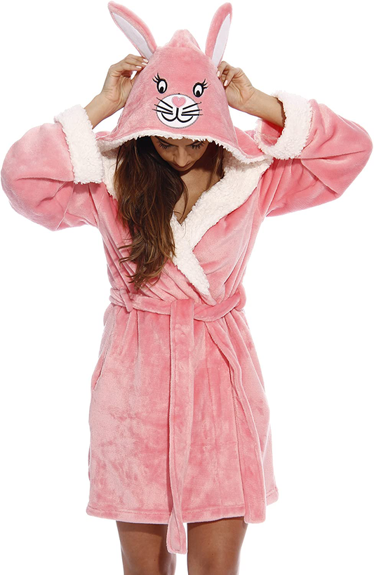 Just Love Critter Robe Sherpa Trim Velour Robes for Women Apparel & Accessories > Clothing > Sleepwear & Loungewear > Robes Kylie Max   