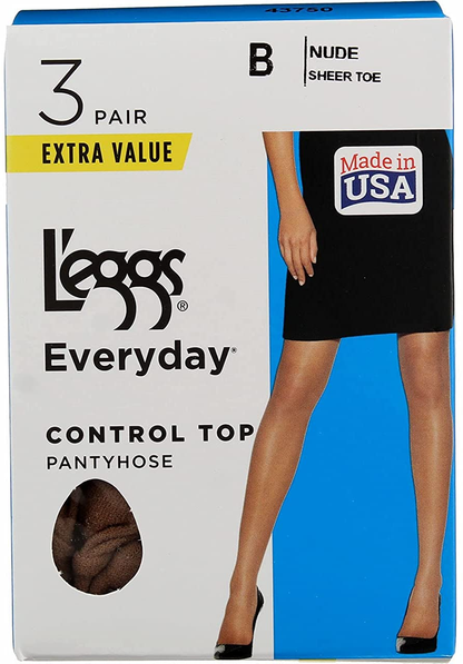 L'Eggs Womens L'Eggs Everyday Women'S Nylon Pantyhose Control Top Panty - Multiple Packs Available Apparel & Accessories > Clothing > Underwear & Socks > Shapewear L'eggs Nude 1 3-pack 3 B