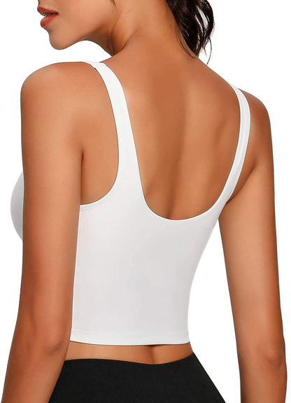 Lemedy Women Sports Bra Longline Crop Tank Top Padded Workout Running Yoga Apparel & Accessories > Clothing > Underwear & Socks > Bras Kylie Max   