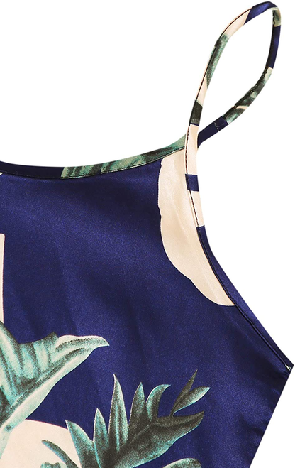 Floerns Women'S Summer Palm Leaf Tropical Print Cami Sleepwear Pajama Set Apparel & Accessories > Clothing > Sleepwear & Loungewear Kylie Max   