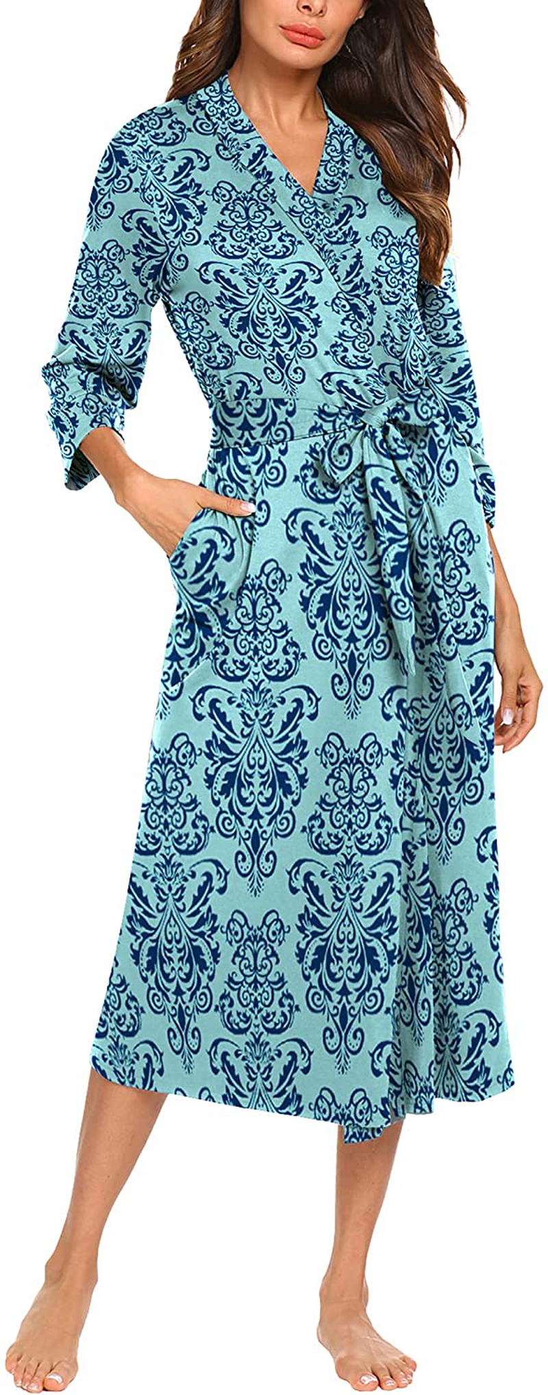 MAXMODA Women Kimono Robes Long Knit Bathrobe Soft Robe Casual Ladies Loungewear S-3XL Apparel & Accessories > Clothing > Sleepwear & Loungewear > Robes MAXMODA   