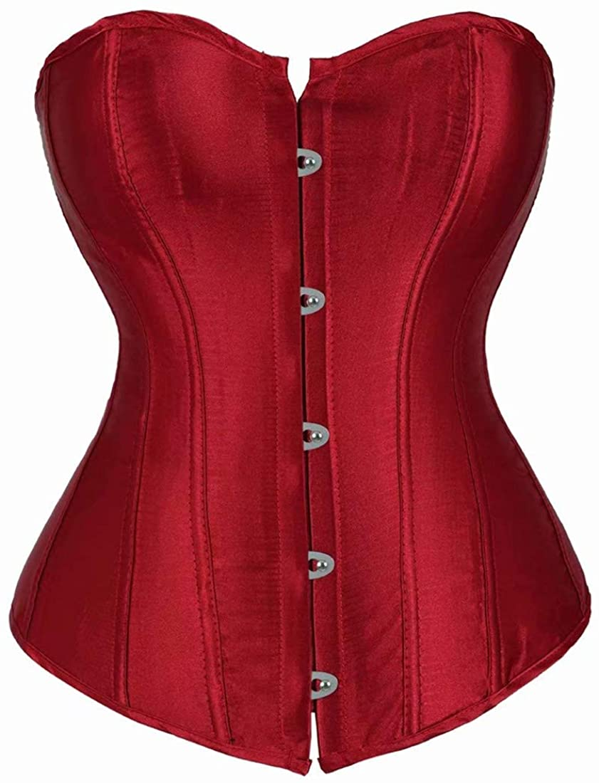 Leather Corsets for Women Bustier Lingerie Top Punk Rock Waist Cincher Basque Halloween Costume Apparel & Accessories > Clothing > Underwear & Socks > Lingerie jutrisujo 808wine Red Large 