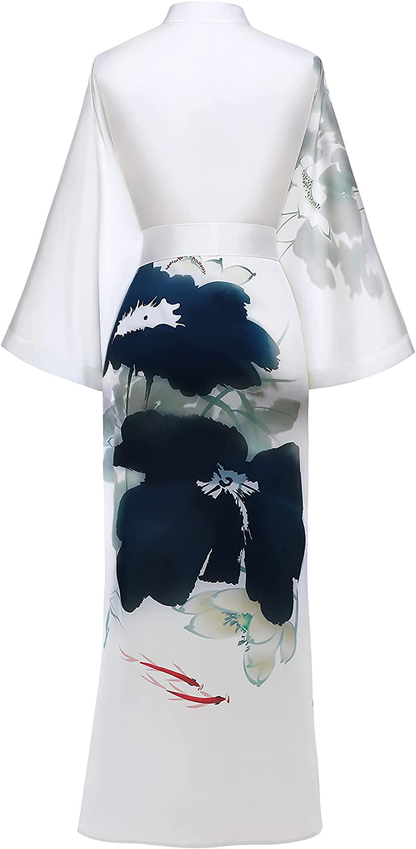 PRODESIGN Long Kimono Robe Satin Sleepwear Gradient Watercolor Silky Kimono Nightgown Bathrobe Kimono Blouse Cardigan Apparel & Accessories > Clothing > Sleepwear & Loungewear > Robes KYLIE MAX   