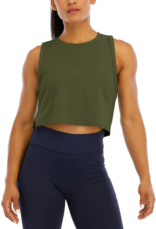 HIOINIEIY Womens Crop Tops Workout Tops Loose Sleeveless Cropped Muscle Open Side Shirts Gym Exercise Yoga Shirts Apparel & Accessories > Clothing > Activewear Kylie Max   