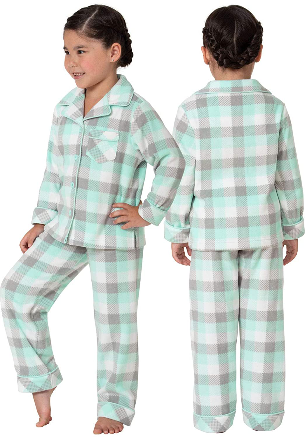 Pajamagram Big Girls Fleece Button-Front Pajama Set Apparel & Accessories > Clothing > Sleepwear & Loungewear > Pajamas Kylie Max   