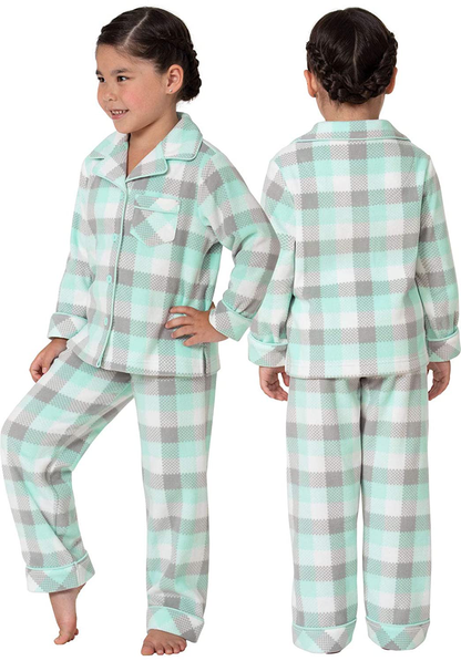 Pajamagram Big Girls Fleece Button-Front Pajama Set Apparel & Accessories > Clothing > Sleepwear & Loungewear > Pajamas Kylie Max   