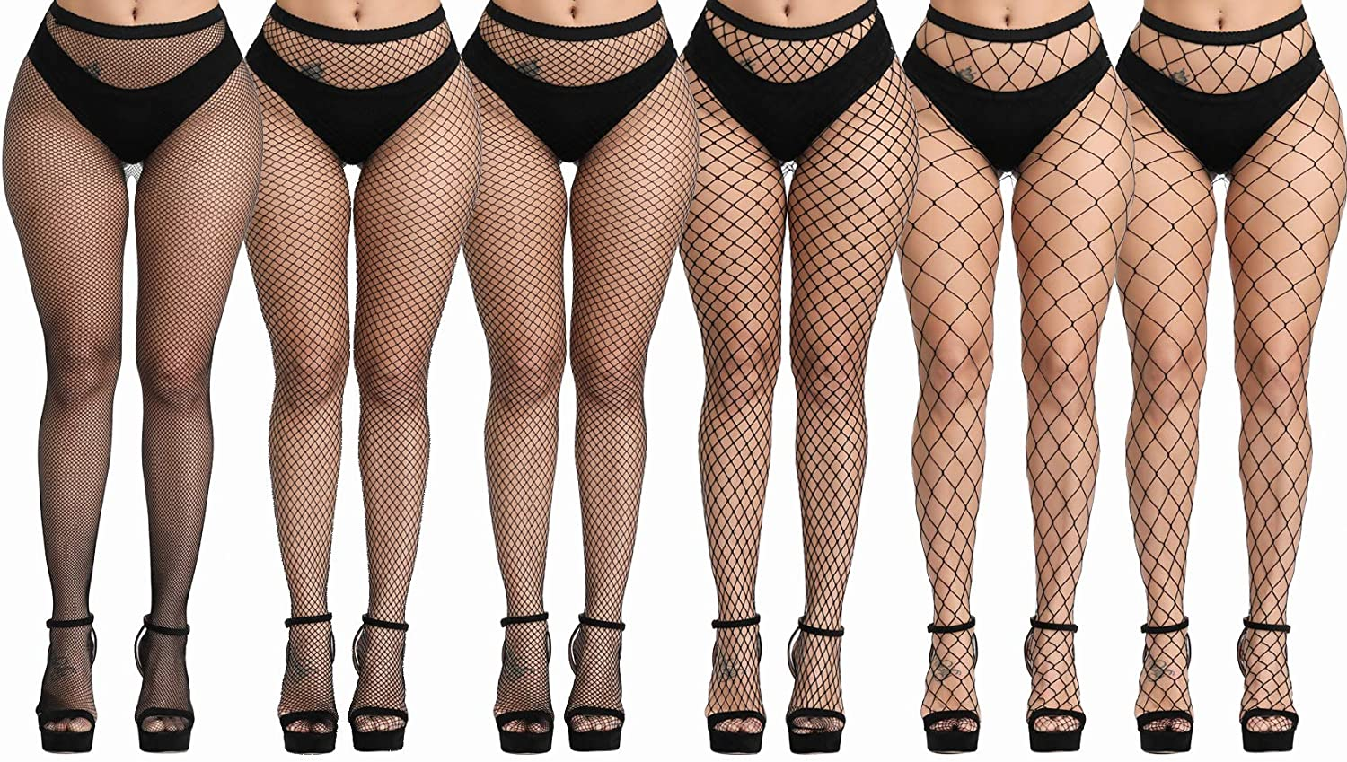 Fullsexy plus Size Fishnet Stockings, Fishnet Tights Thigh High Stockings Pantyhose for Women Apparel & Accessories > Clothing > Underwear & Socks > Shapewear FULLSEXY A5-6 Pack  