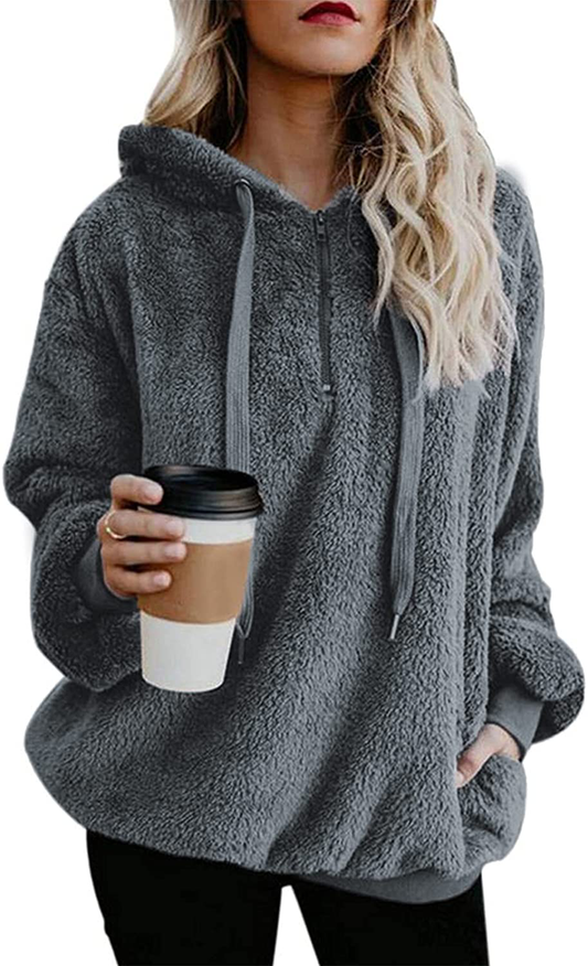 Century Star Women'S Fuzzy Hoodies Sport Pullover Hoodie Athletic Cozy Oversized Pockets Hooded Sweatshirt Fleece Hoodies Apparel & Accessories > Clothing > Activewear Kylie Max   