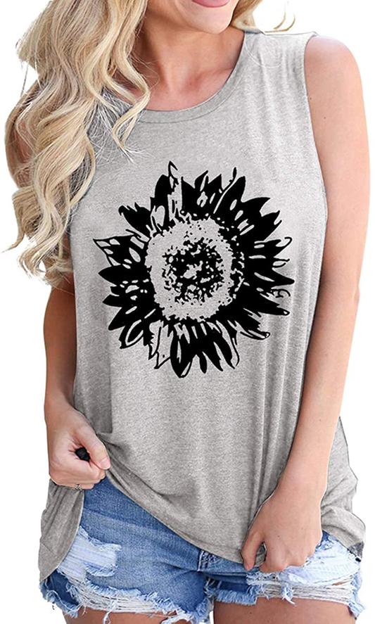 JINTING Summer Sunflower Graphic Tank Tops for Women Graphic Tank Tops Sleeveless Graphic Tee Shirts Letter Print Tank Top Apparel & Accessories > Clothing > Activewear Kylie Max   