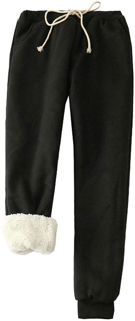Flygo Women'S Winter Warm Fleece Joggers Pants Sherpa Lined Athletic Active Sweatpants Apparel & Accessories > Clothing > Activewear Kylie Max   
