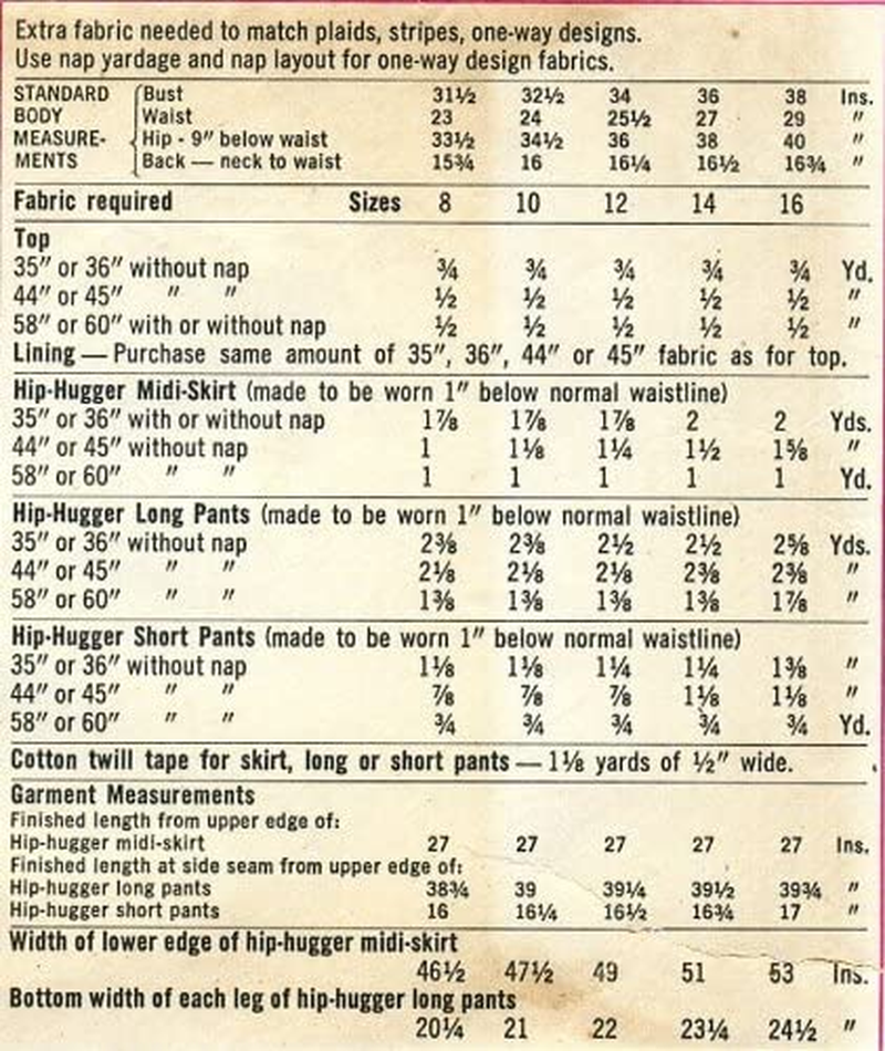 Simplicity 9314 Sewing Pattern Misses Retro Hip-Hugger Pants Midi-Skirt Top Check Offers for Size Apparel & Accessories > Clothing > Underwear & Socks > Underwear Simplicity   