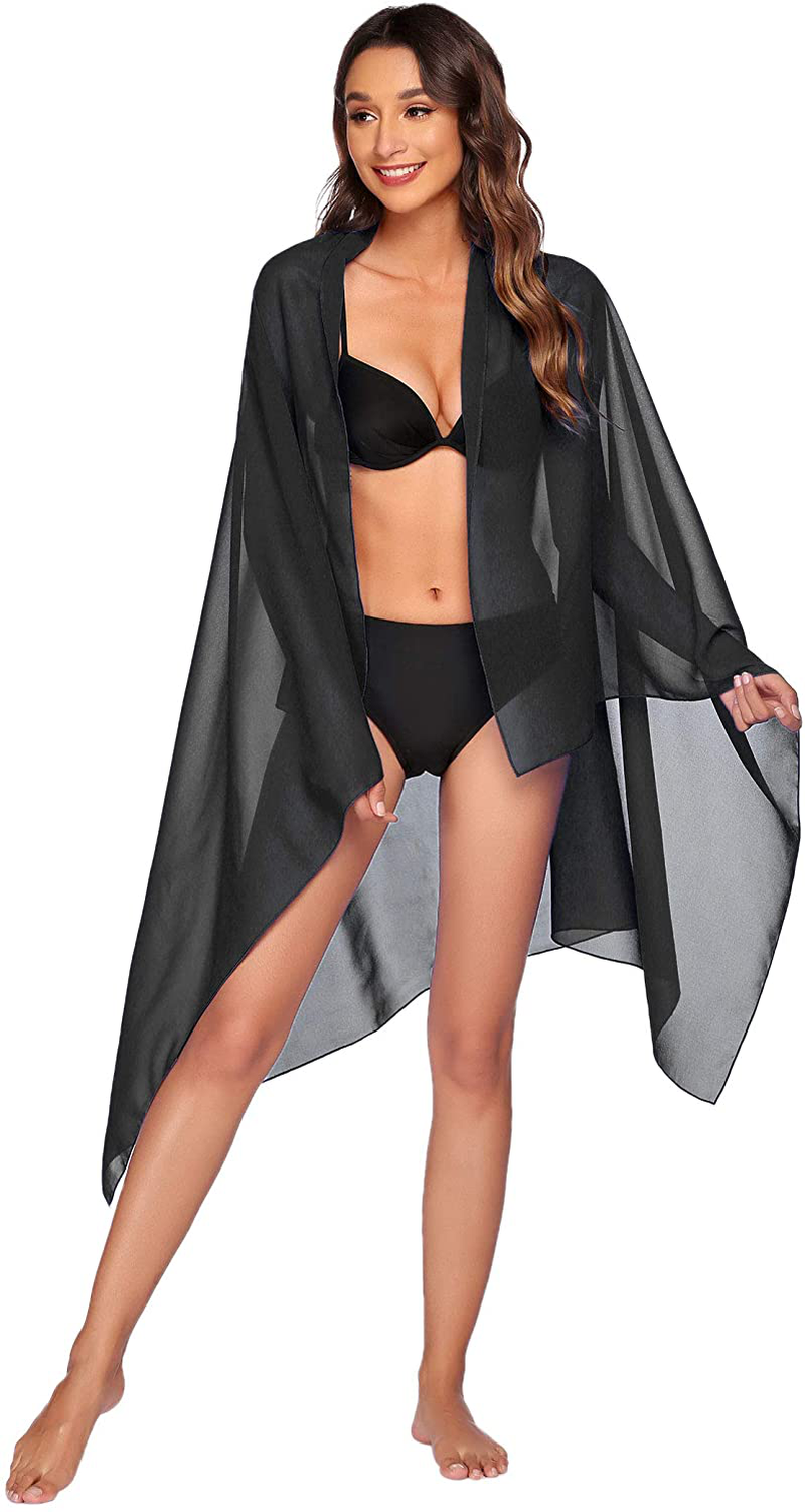 Ekouaer Sarong Swimsuit Coverup for Women Chiffon Long Beach Tie Wrap Skirt Sexy Bikini Sheer Scarf Bathing Suit Bottom Apparel & Accessories > Clothing > Swimwear Kylie Max   