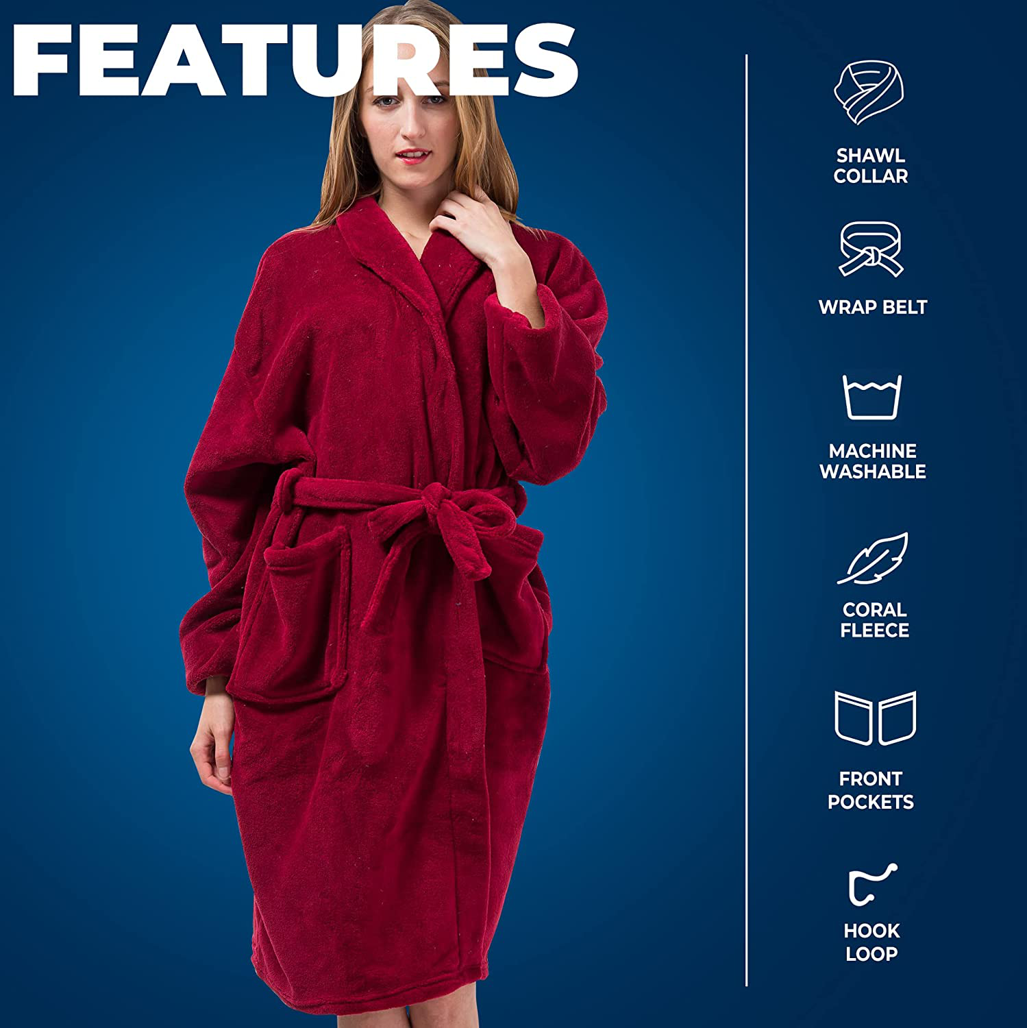 Pembrook Plush Robes for Women with Pockets - Plush Fleece Bathrobe for Women | Fuzzy Robe for Women | Spa Robe for Women Apparel & Accessories > Clothing > Sleepwear & Loungewear > Robes Kylie Max   