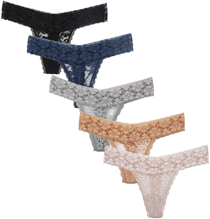 Women's Lace Thongs, T Back Low Waist See Through Panties Sexy Seamless V-Shape Design Lace Thongs for Women Apparel & Accessories > Clothing > Underwear & Socks > Underwear Delcroix Black*1 Dark Blue*1 Grey*1 Bare*1 Apricot*1 Medium 