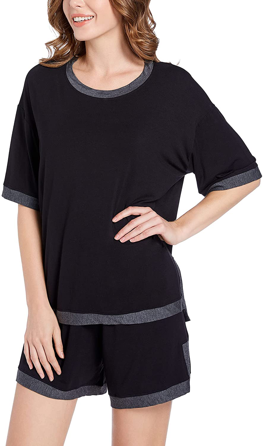 Eiggam Pajamas for Women Lounge Cotton Sleepwear Comfy Soft Long Button Down Pjs Set Pajamas Set Apparel & Accessories > Clothing > Sleepwear & Loungewear > Pajamas Eiggam   