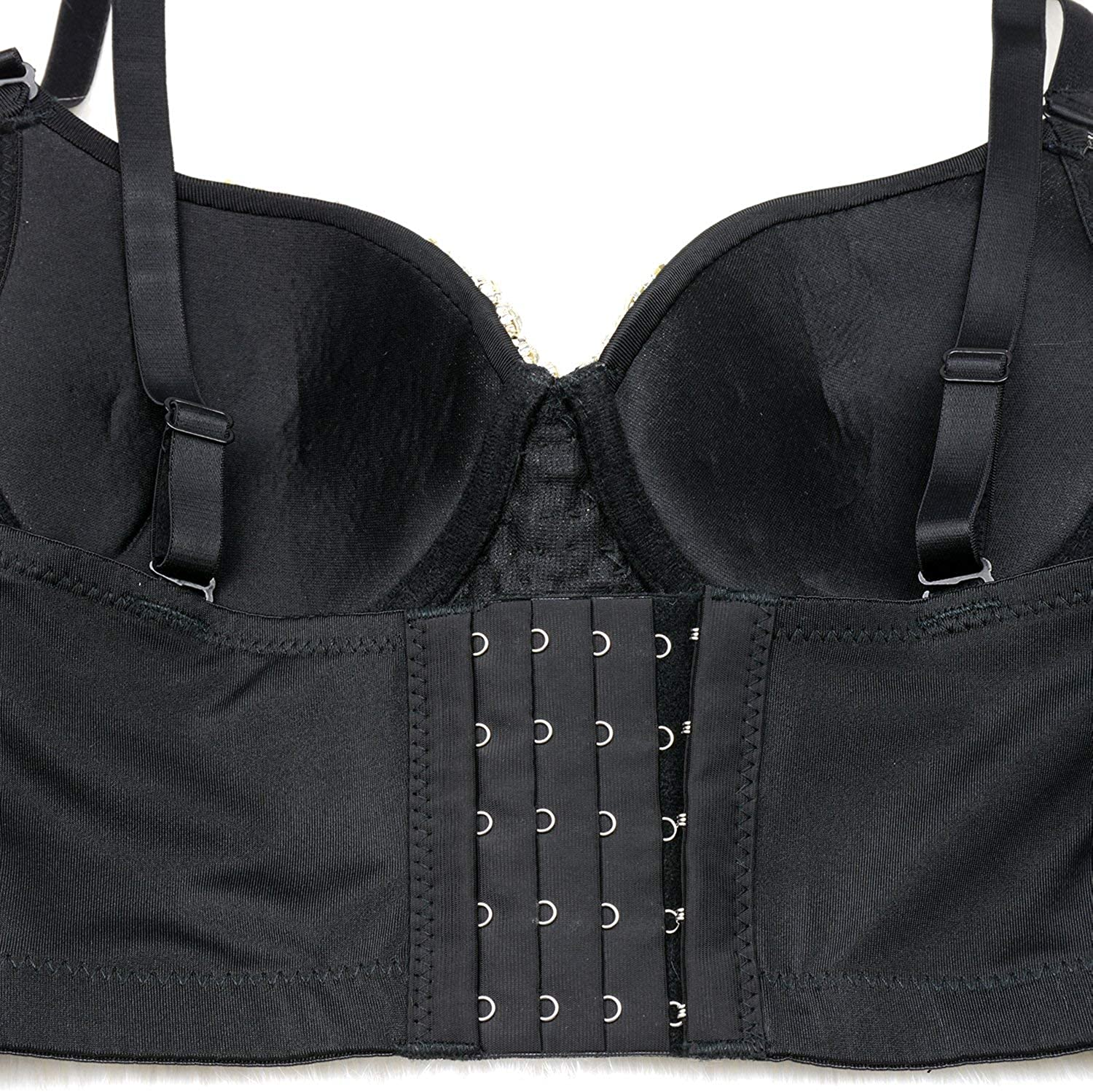 ELLACCI Women'S Rhinestone Diamond Push up Bustier Crop Top Sexy Punk Corset Bra Black Apparel & Accessories > Clothing > Underwear & Socks > Lingerie ELLACCI   