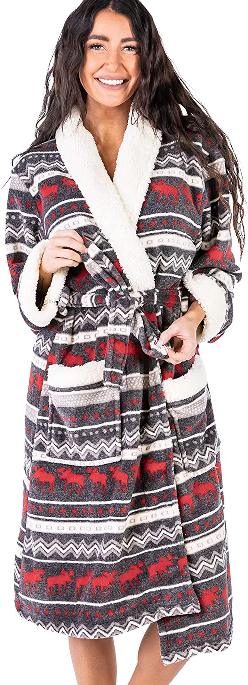 Lazy One Ultra-Cozy Bathrobes for Women Apparel & Accessories > Clothing > Sleepwear & Loungewear > Robes Lazy One Cabin Moose Bathrobe Large-X-Large 