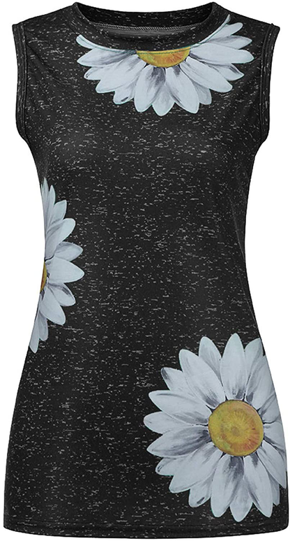 FABIURT Womens Tank Tops, Women Cute Sunflower Printed Vest Tshirt Sleeveless Workout Tunic Loose Casual Summer Tank Top Apparel & Accessories > Clothing > Activewear Kylie Max   