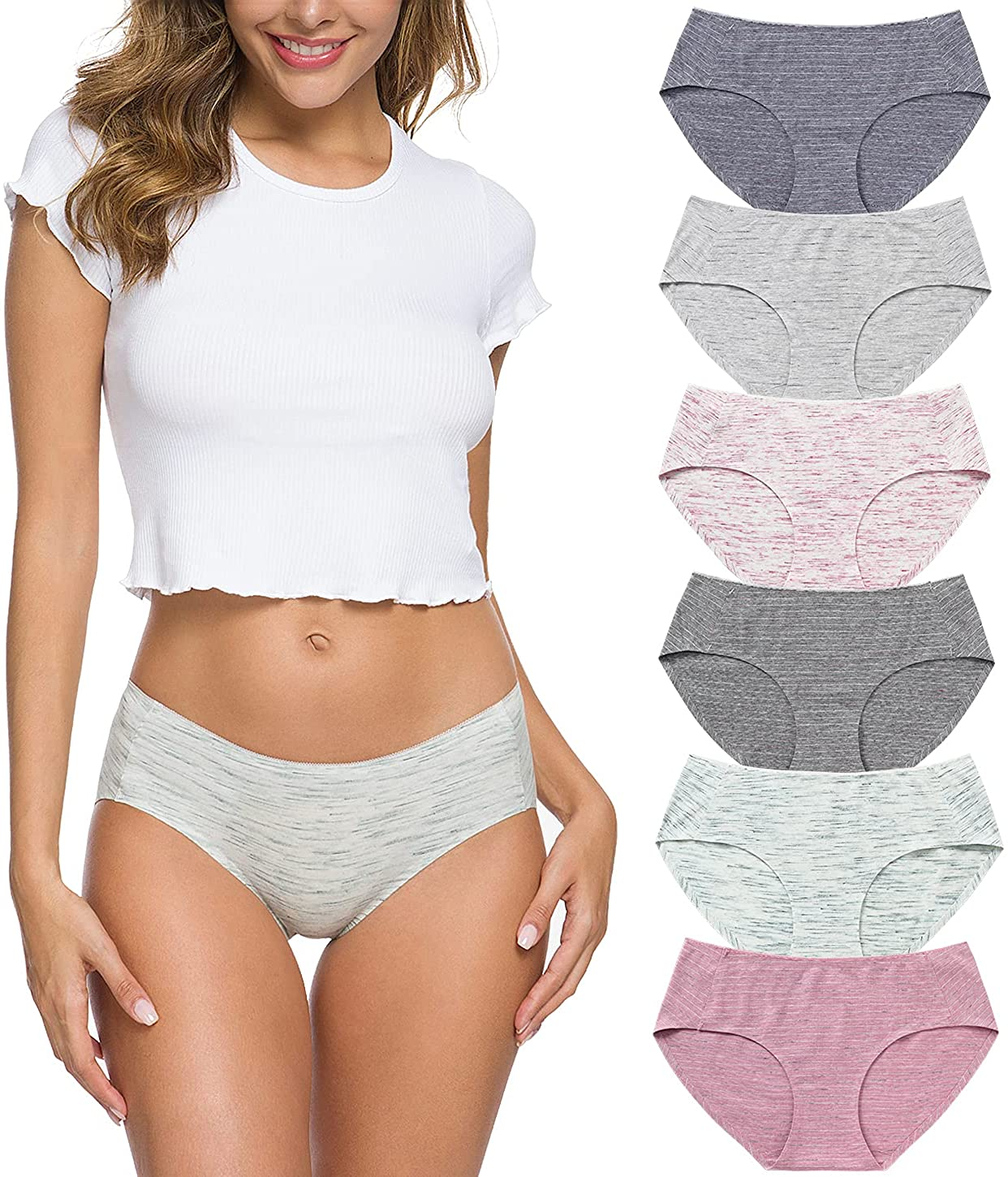 Wealurre Cotton Bikini Women'S Breathable Panties Seamless Comfort Underwear Apparel & Accessories > Clothing > Underwear & Socks > Underwear Wealurre Stripe 2 Small 